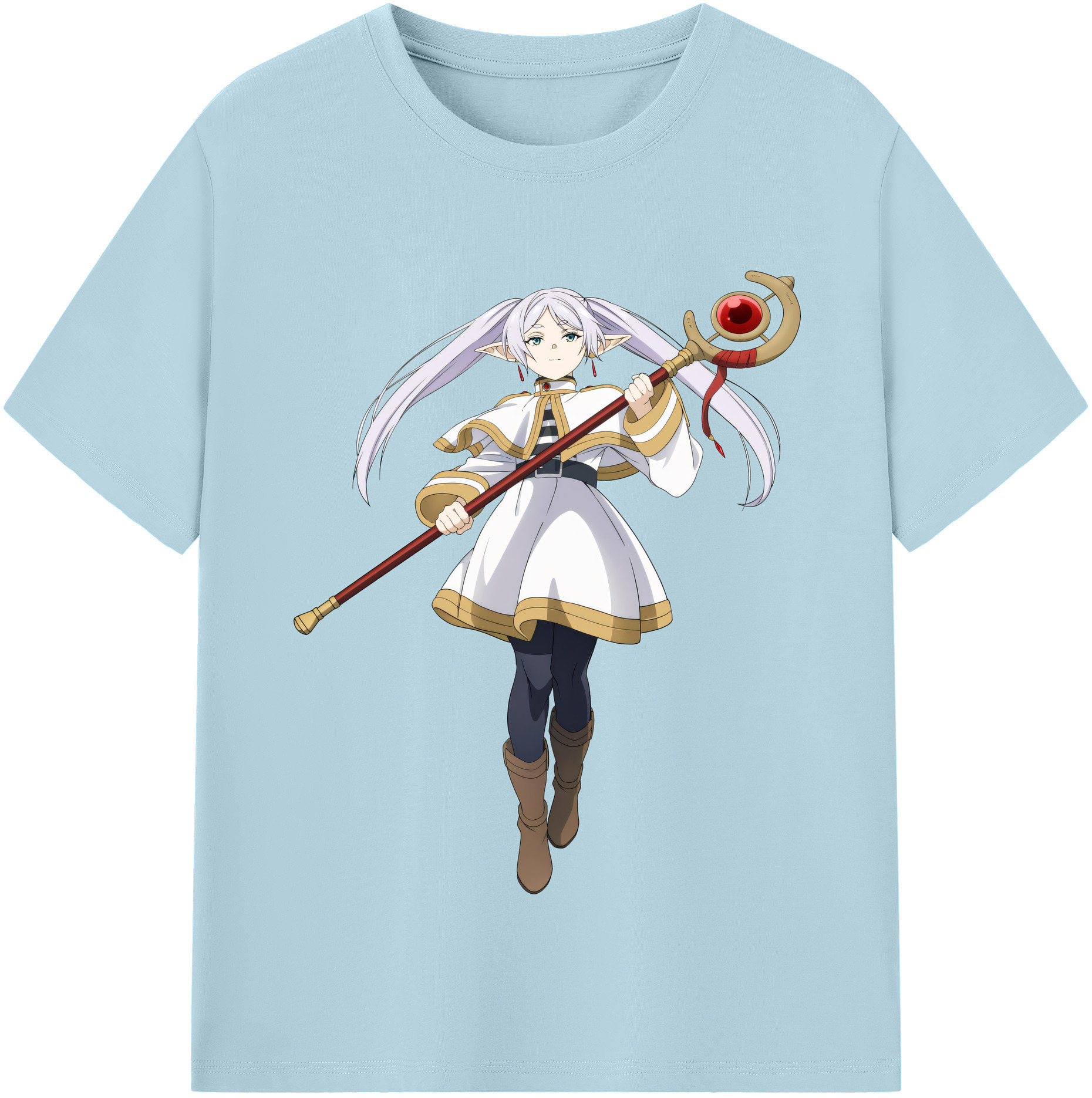 （画像用） 葬送のフリーレン Frieren 綿100％半袖Tシャツ（フロントプリント）